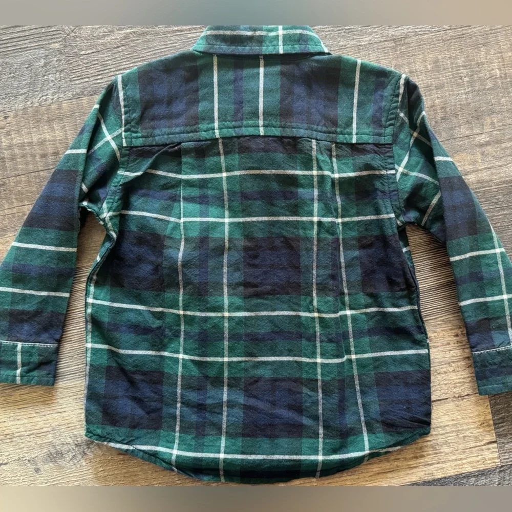 THE CHILDREN’S PLACE blue/green‎ plaid dress button down holiday christmas shirt